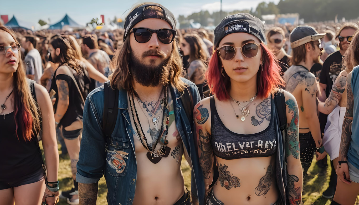 Gen Z couple in Festival Crowd