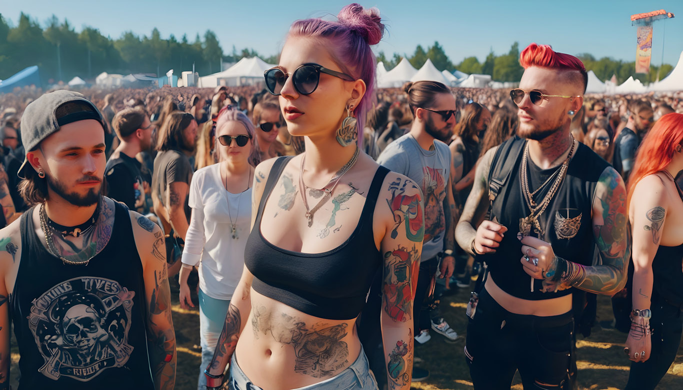 Millennial hipster girl with tattoos